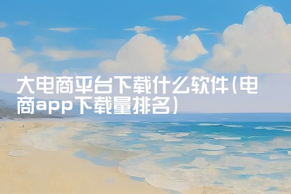 大电商平台下载什么软件