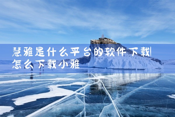慧雅是什么平台的软件下载