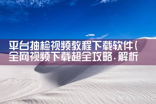 平台抽检视频教程下载软件